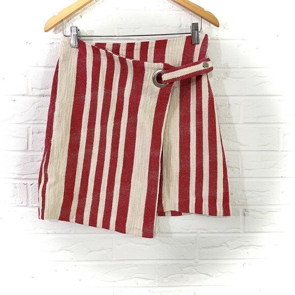 Free People It’s A Wrap Striped Mini Skirt Size Small - Picture 2 of 6